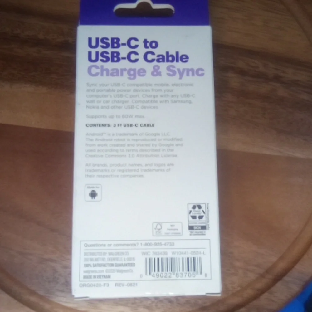 New in box USB-C to USB-C Cable Charge and Sync